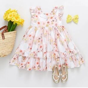 PINK CHICKEN VGUC 100% Cotton Lined Judith Dress in Rabbit Garden